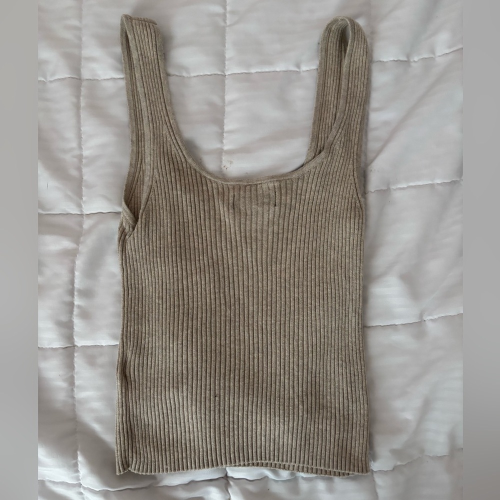 GAP Tan Ribbed Sleeveless Tank Top